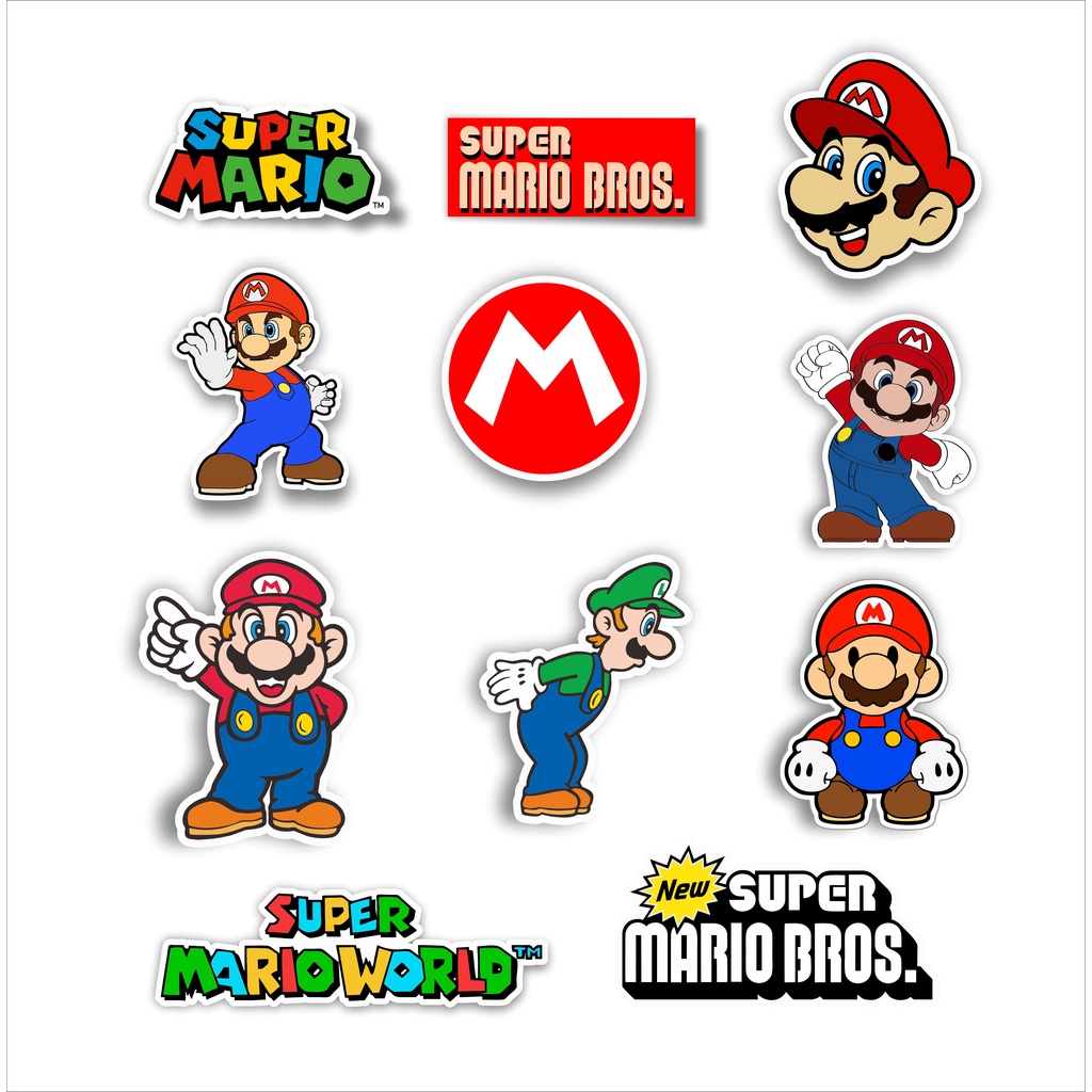NEWEST SUPERMARIO BROS Sticker Package Distro Sticker Black red blue ...