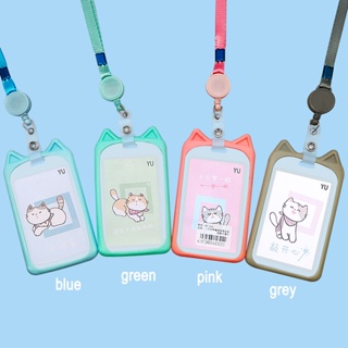 Cute Student Card Holder Name Tag Protector With Retractable & Neck Lanyard  For Kids ID Badge Case Keychain Anti-Lost Sling