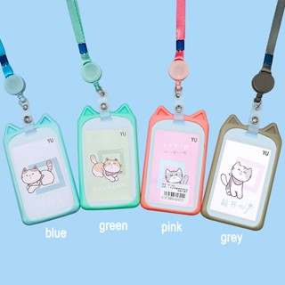 Cute Student Card Holder Name Tag Protector With Retractable & Neck Lanyard  For Kids ID Badge Case Keychain Anti-Lost Sling