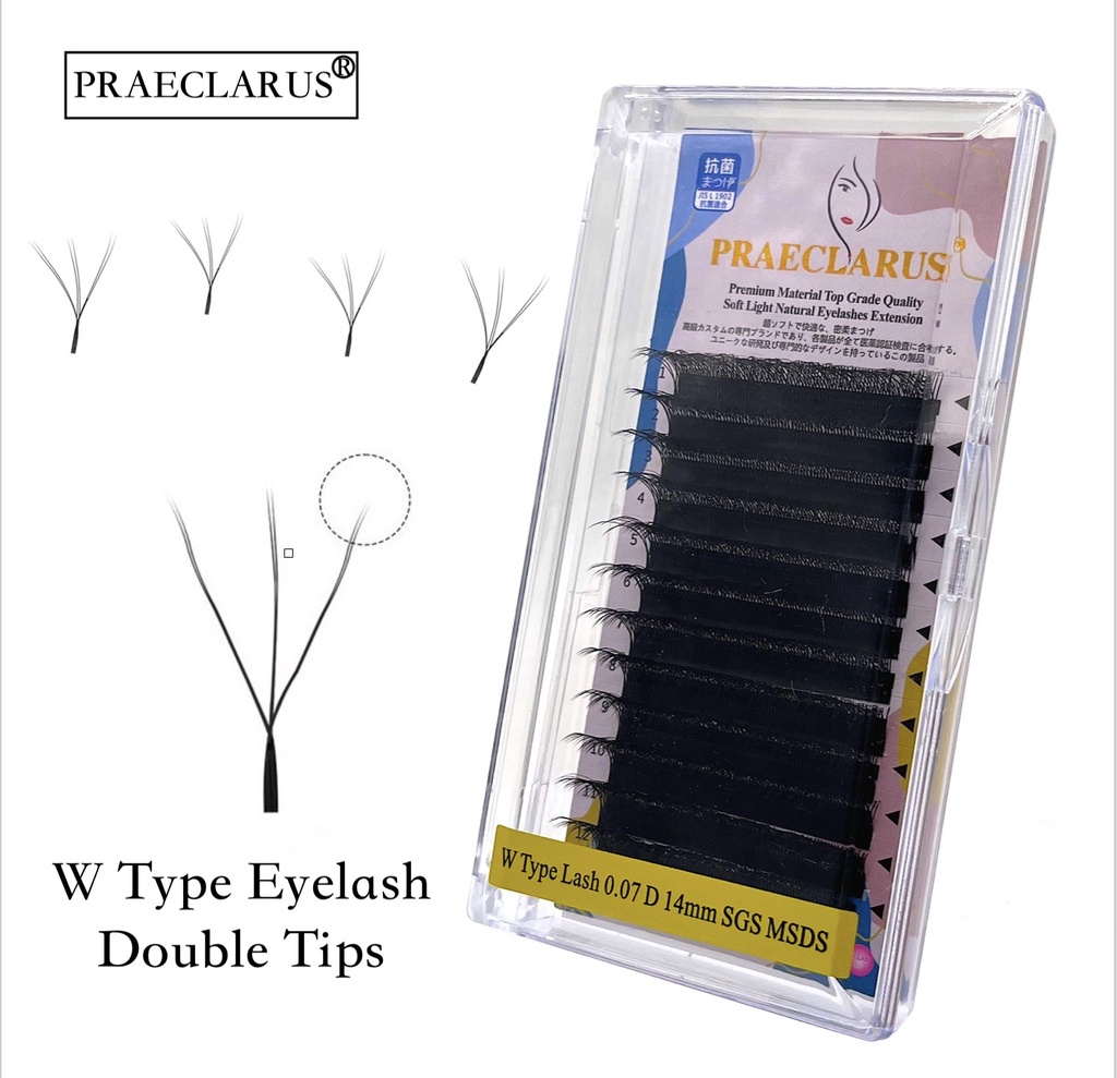 PRAECLARUS W Type Eyelashes Extension Thickness0.07mm Premium Materials ...