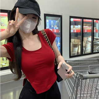 Wholesale New Summer Pullover Sexy Short-Sleeved Tops for Women Square Neck  Slimming Stretch Exposed Navel Short Women's T-Shirt - China T Shirt and Women  Shirts price
