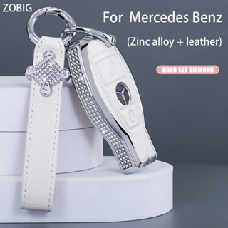 Leather Car Key Bag Case Cover Key Holder For Mercedes Benz W203 W210 W211  W124 W202 W204 AMG Car Accessories