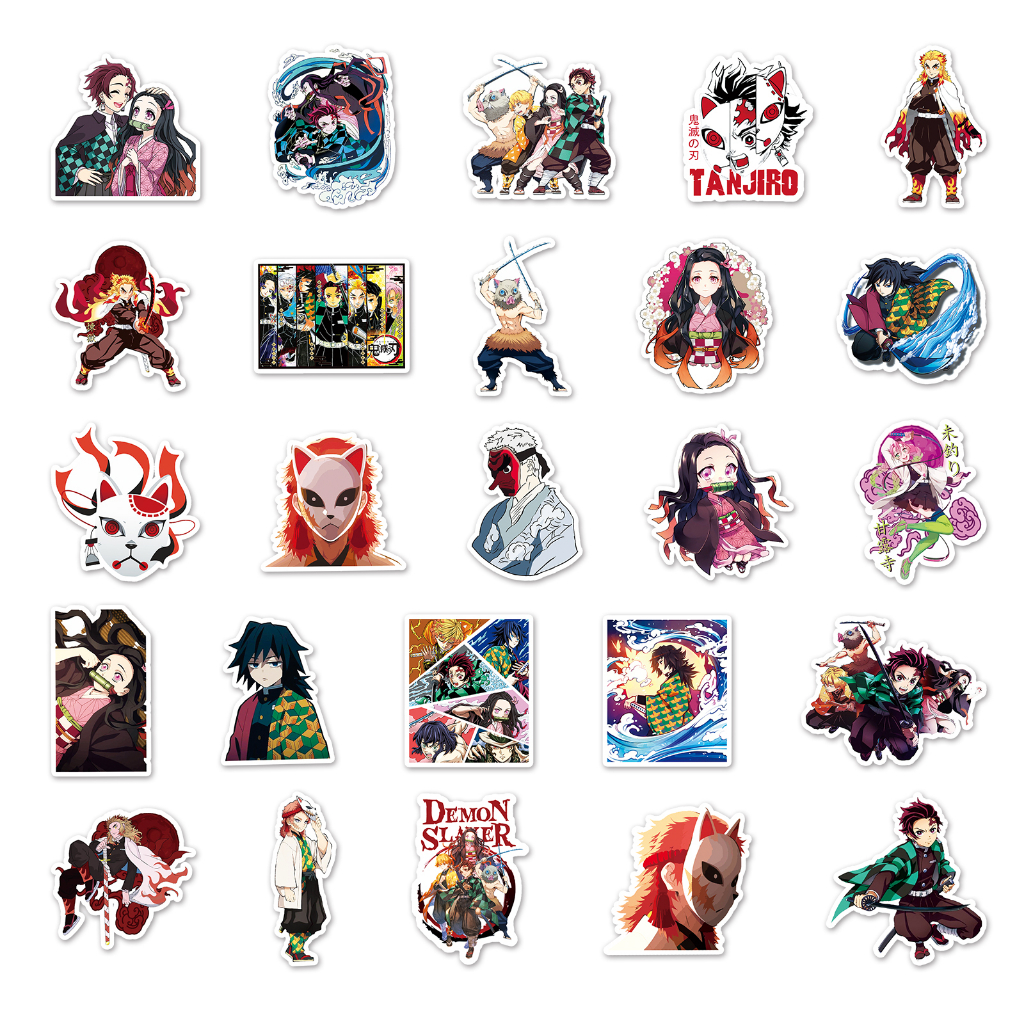 50 Piece Funny Demon Slayer DIY Creative Motor Stickers Car Stickers ...
