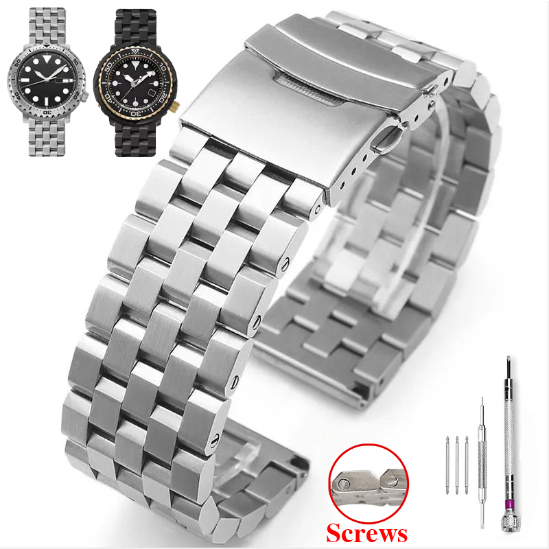 Universal Watch Band Premium Solid Stainless Steel Watch Bracelet Straps Wristband 18mm 20mm 22mm 24mm 26mm Silver Black Watch Strap for Seiko Shopee Singapore