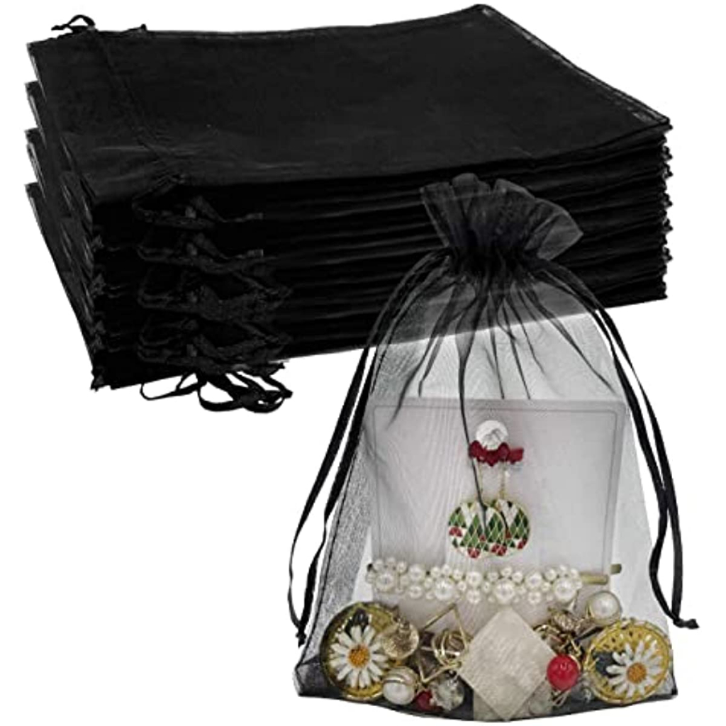 TAROW Black Candy Organza Bag Drawstring Bag Gift Bag Jewelry Bag