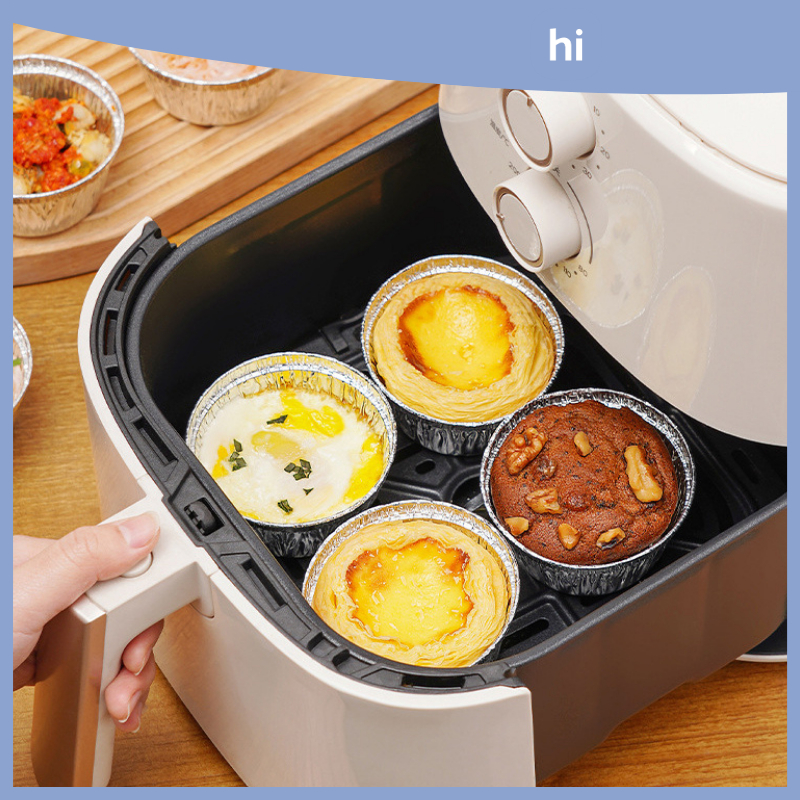 HI HOMES Round Silicone Muffin Cup Cake Cup Oven Steamed Cake Aluminum