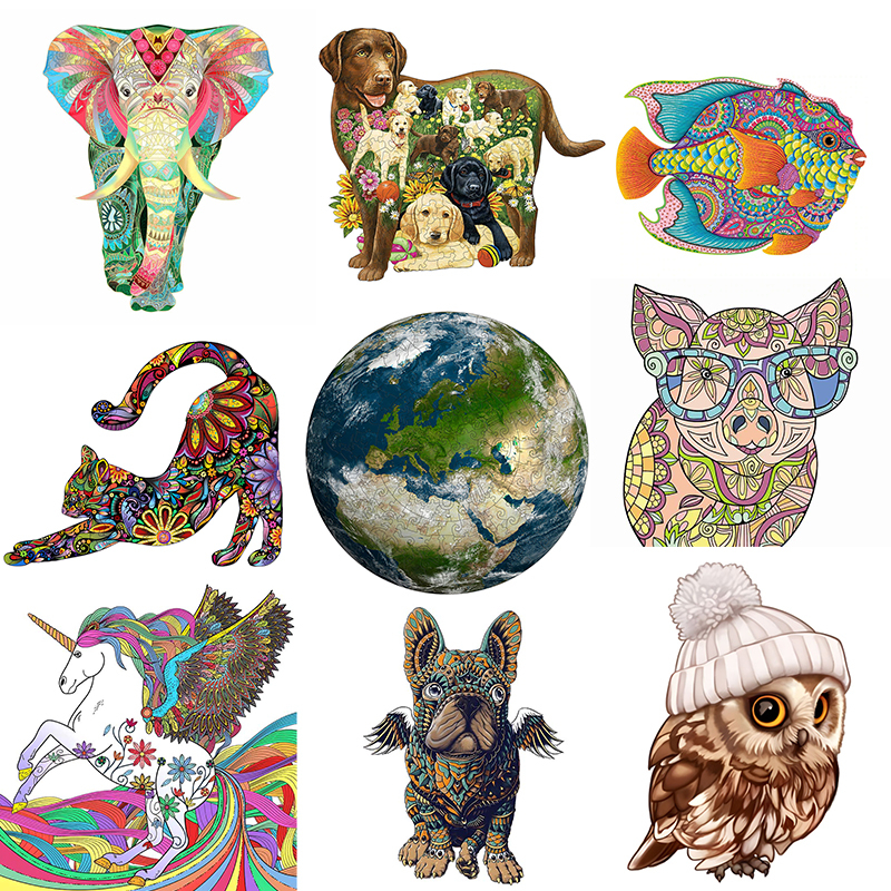 A3 A4 A5 animal wooden jigsaw puzzle educational toys for adults ...