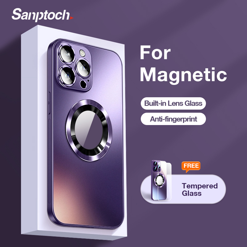 Sanptoch Magnetic Matte Phone Case For iPhone 14 13 12 Pro Max Built-in ...