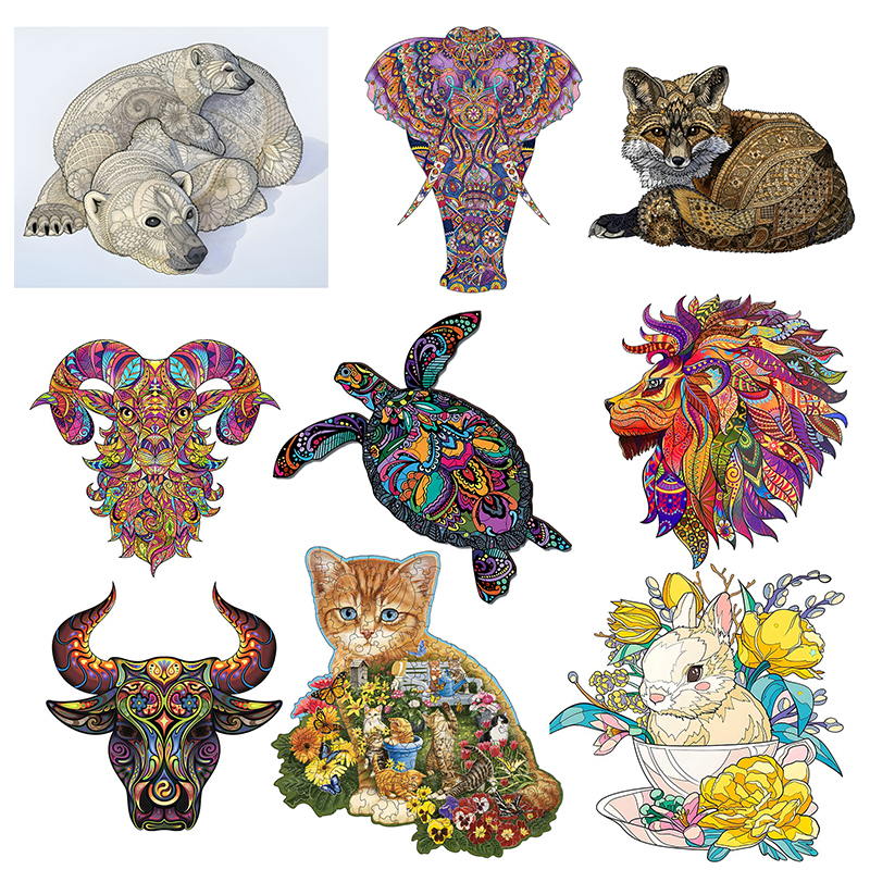 A3 A4 A5 animal wooden jigsaw puzzle educational toys for adults ...