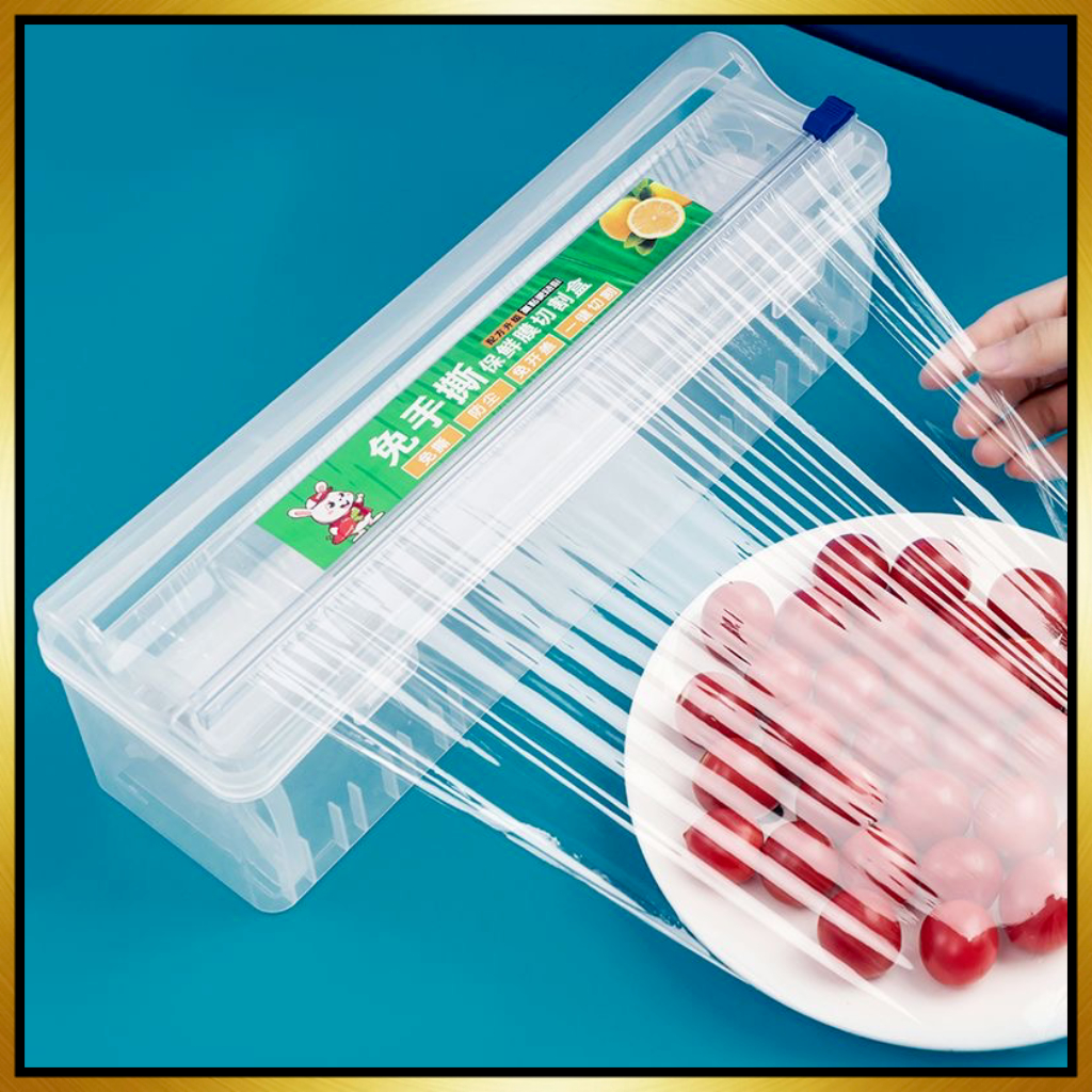 GUANHUA Cling Film Cutter Box Plastic Food Wrap Dispenser with Slide