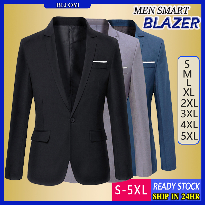 [S-6XL] Men's Blazer Formal Business Outerwear Jacket Korean Style Suit ...