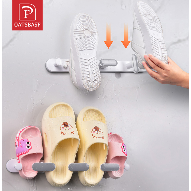OATSBASF Wall Mounted Shoe Rack Rotable Bathroom Slippers Storage Rack ...