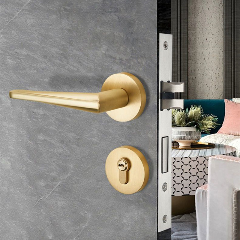 Square Modern Interior Door Handle New Gold Brushed Stainless Steel