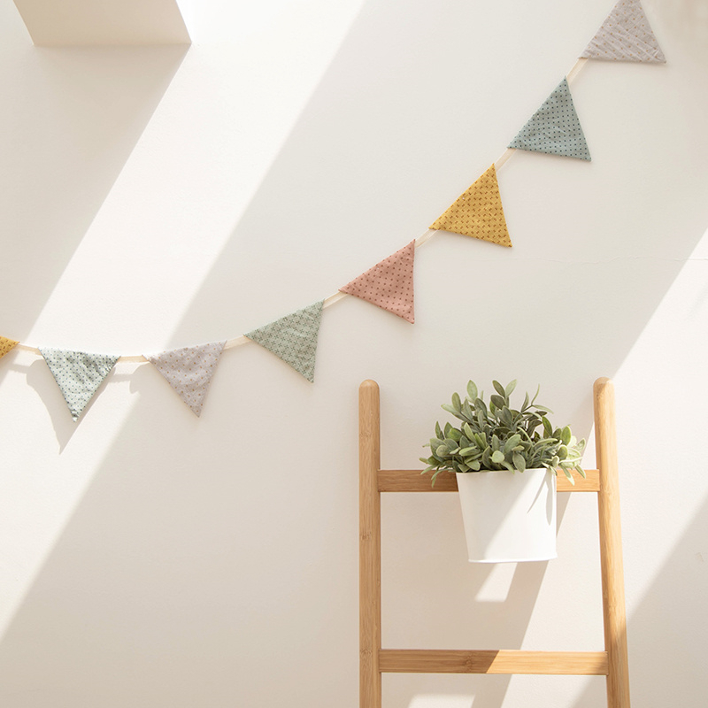 Double-sided Pure Cotton Printed Fabric Triangle Flag Wall Hanging ...