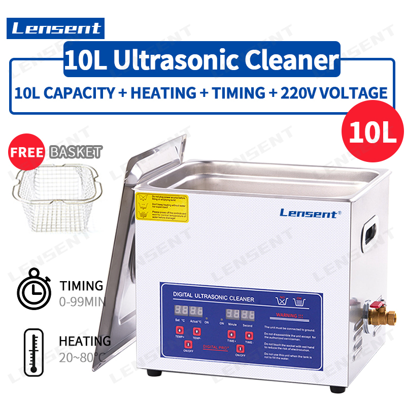 Lensent 10L Heating Timing Ultrasonic Cleaner Digital Injector Cleaning