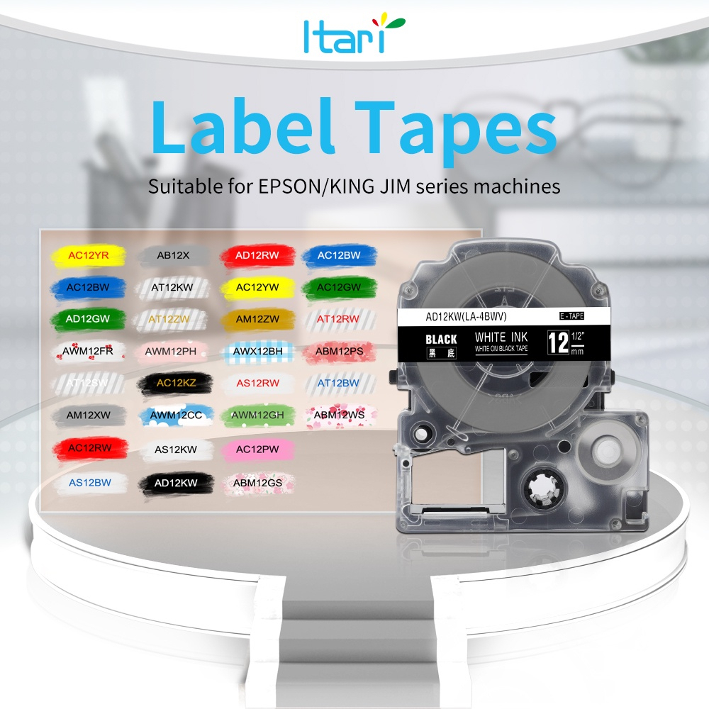 [4.SALE]1 PCS Label Tapes SS12KW Compatible for EPSON LW300 LW400 LW