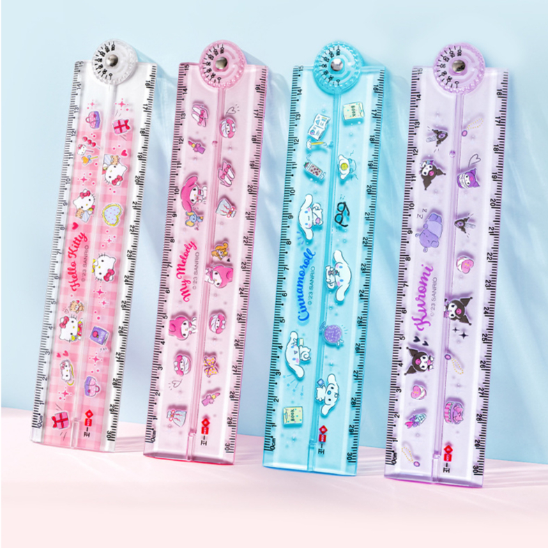 Lovely Sanrio 30cm rotary folding ruler cinnamoroll 15cm ruler Melody ...