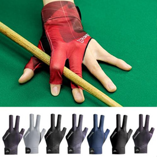 Pool Table Gloves 2pcs 3 Fingers Billiards Training Glove Breathable  Slip-proof Elasticity Embroidered Pool Cue
