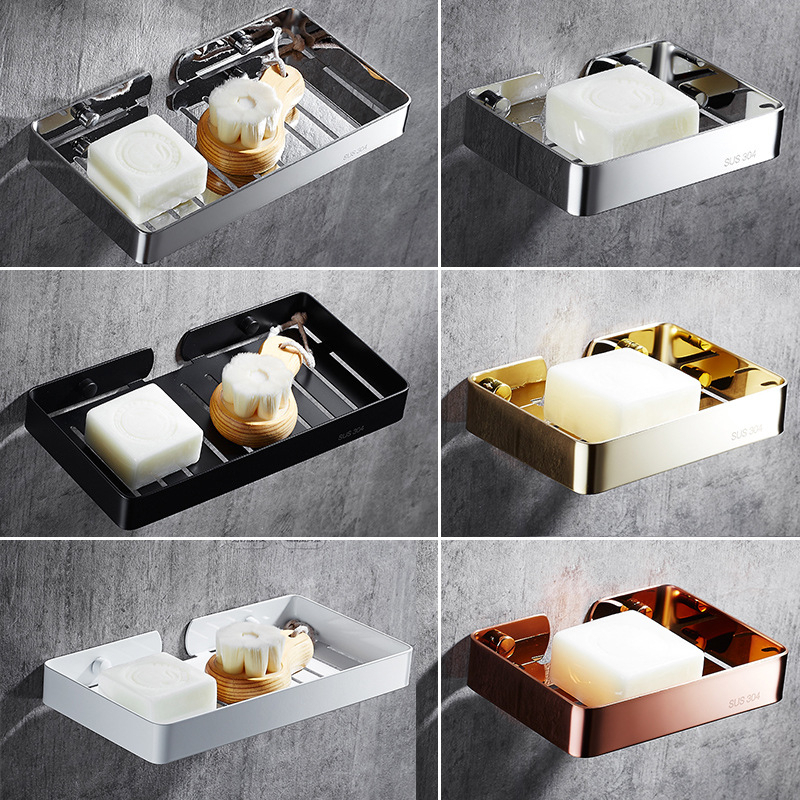 Stainless Steel Bathroom Soap Dish Holder Wall Mounted Rose Gold Soap ...