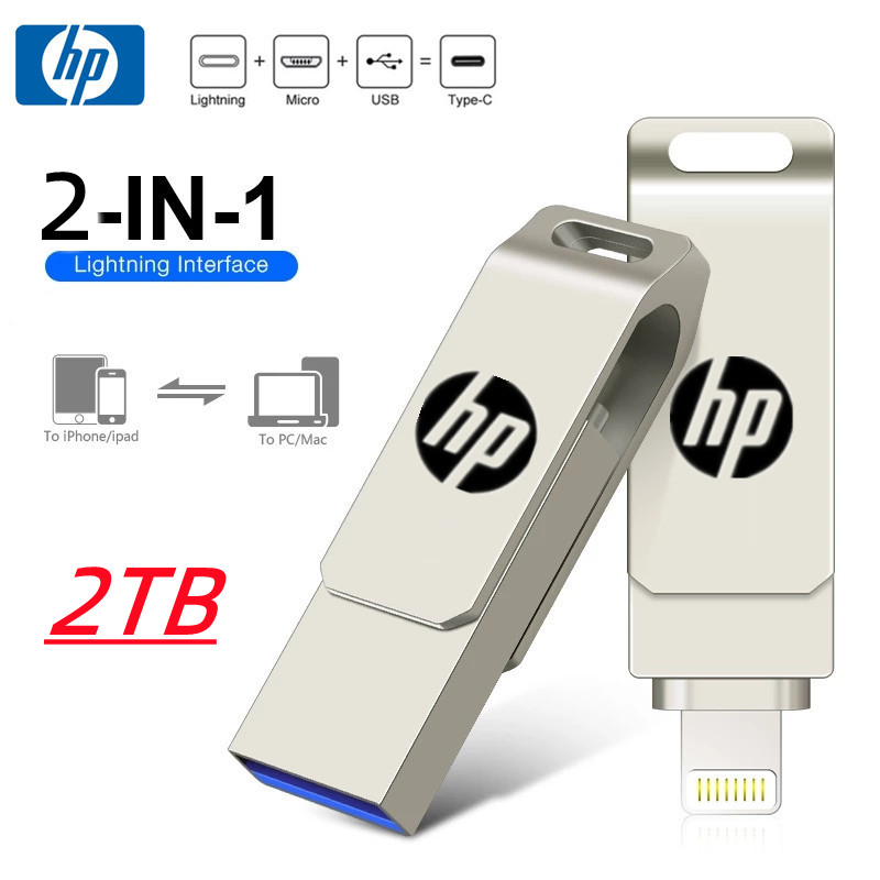 2TB USB3.1 1TB 2 in 1 OTG Flash Drive Metal Waterproof High speed U ...
