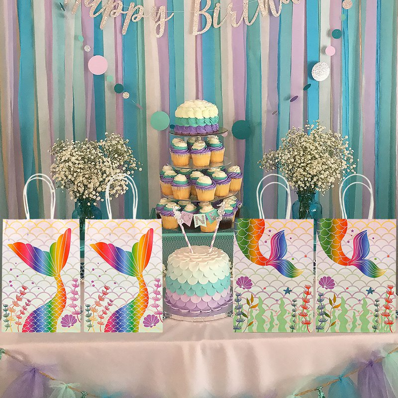 Mermaid Tail Paper Gift Bags Chocolate Color Mermaid Gift Bag Candy ...