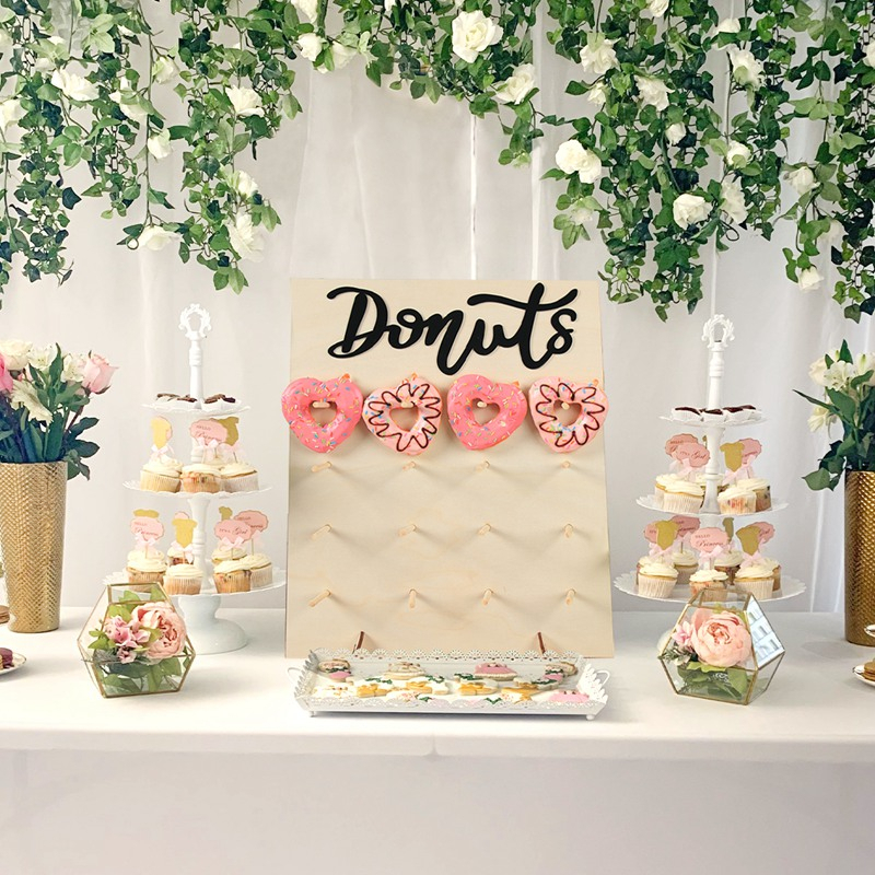 Premium Wooden Donut Wall Stand Donut Holder Wedding Happy Birthday