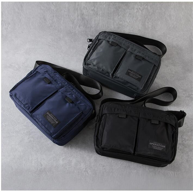 Operations Japanese Men's Nylon Multi Pocket Crossbody Bag Double Layer