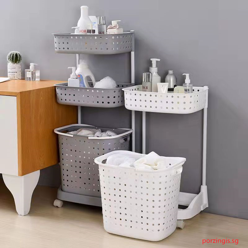 MultiPurpose 2 Tier Laundry Basket, 2 Baskets with wheels, for Laundry