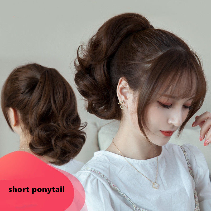 Hair extension ponytail wig clip hairpieces short curly hair