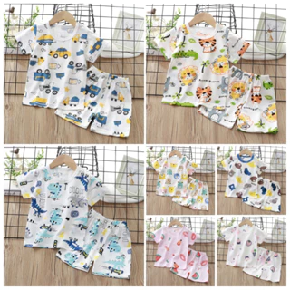 2pcs Toddler Boy Star Print Button Design Short-sleeve Shirt and Black Shorts Set