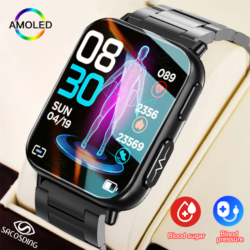 New Painless Non Invasive Measure Blood Glucose Smart Watch Men Ecg Ppg Heart Rate Blood