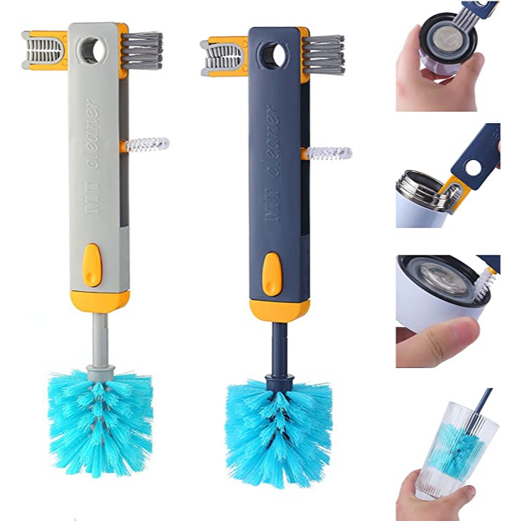 4 in 1 Multipurpose Bottle Gap Cleaner Brush Telescopic Long Handle Cleaning Tools Cup Lid Gap