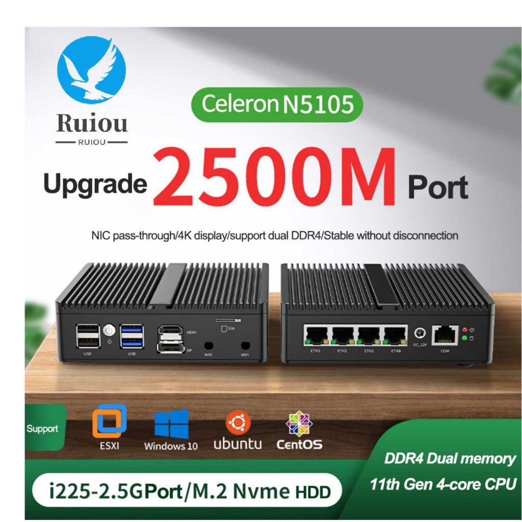 Soft Router G30B Intel Celeron N5105 Fanless Mini PC 4x Intel i225/i226 ...