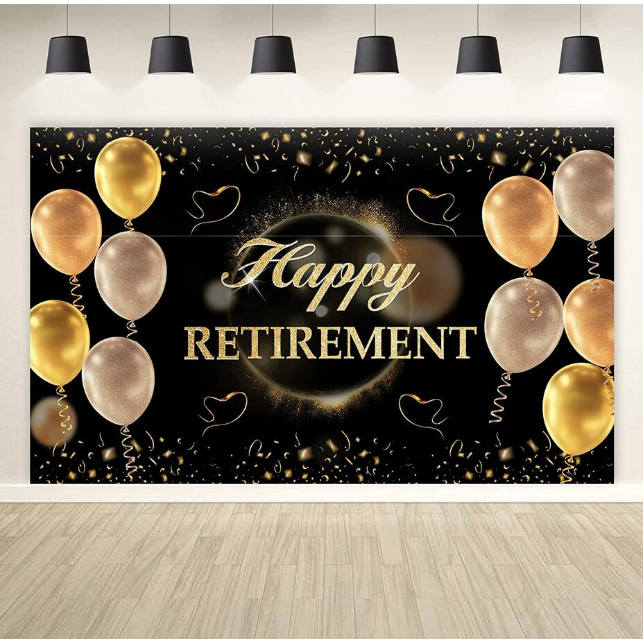 Happy Retirement Photography Backdrop Banner Party Decorations Black ...