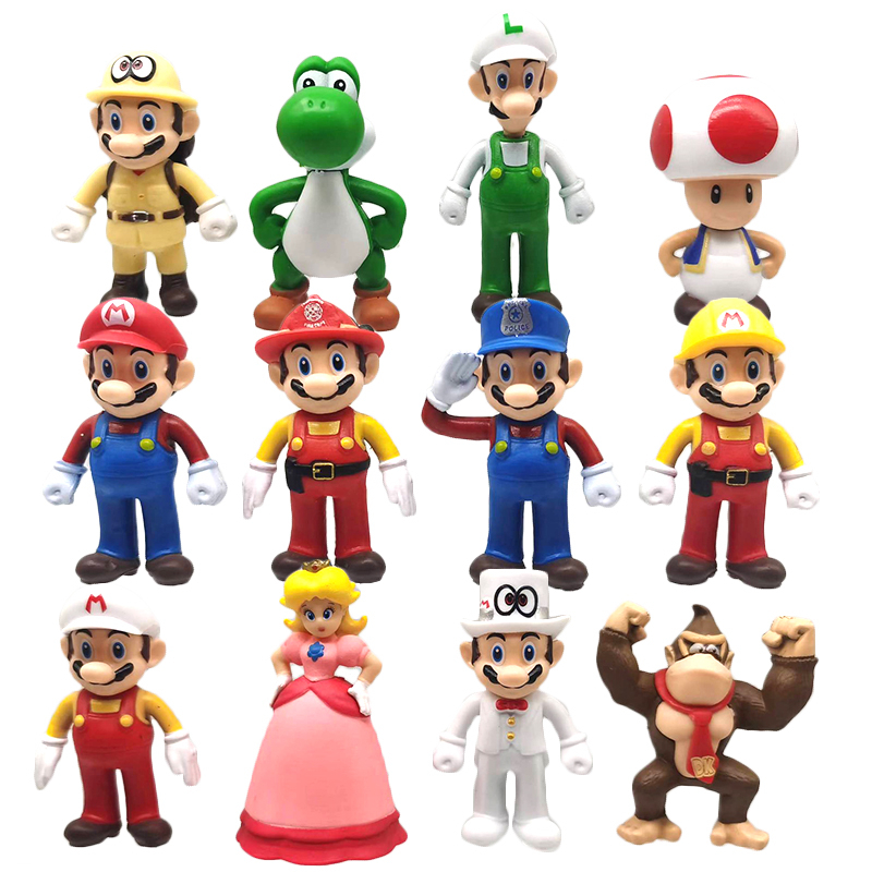 12pcs Super Mario Bros Odyssey Game Figures Luigi Kinopio Toad Princess ...