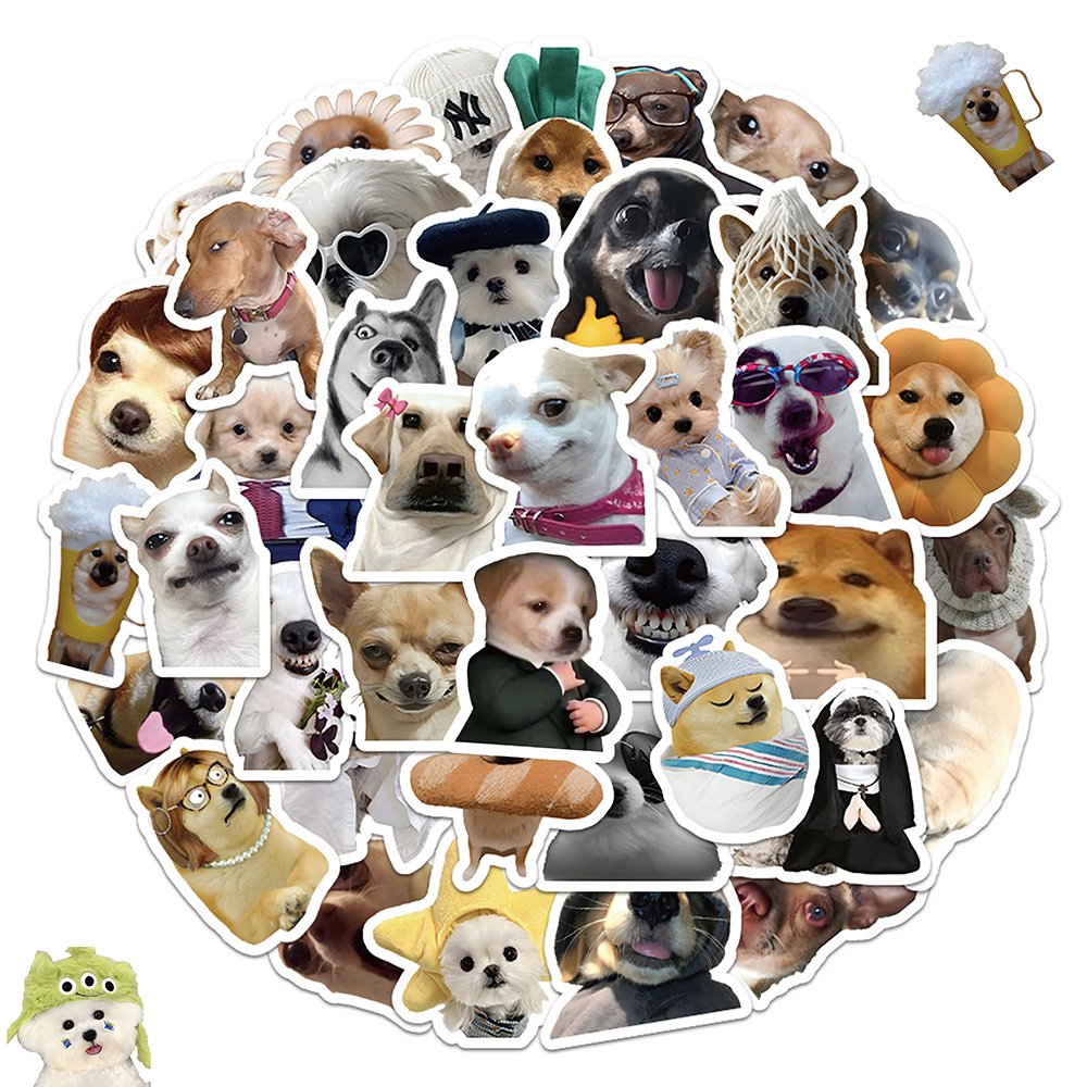 60PCS MEME Dogs Cartoon Waterprrof Sticekrs For Laptop Notebook Helmet ...