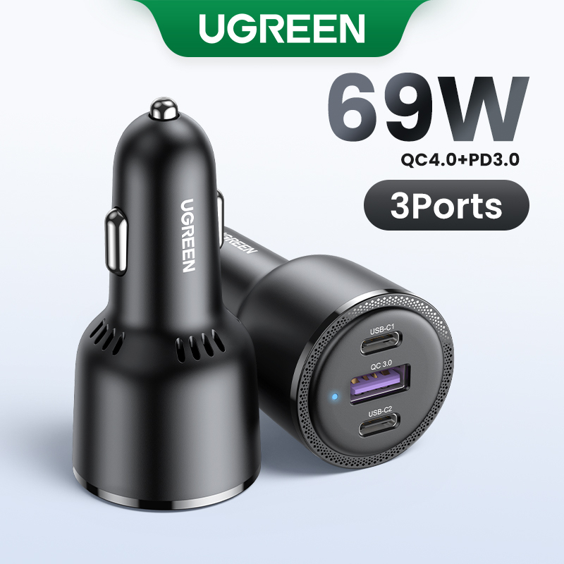 UGREEN 65W Car Charger USB Type C Dual Port PD QC Fast Charging For ...