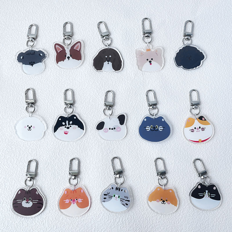 Pet Keychain Cat Key Chains For Phone Qute Dog Pendant Acrylic | Shopee ...