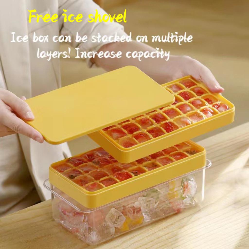 Ice Cube Tray Stackable Ice Cube Highcapacity With ice Storage Box