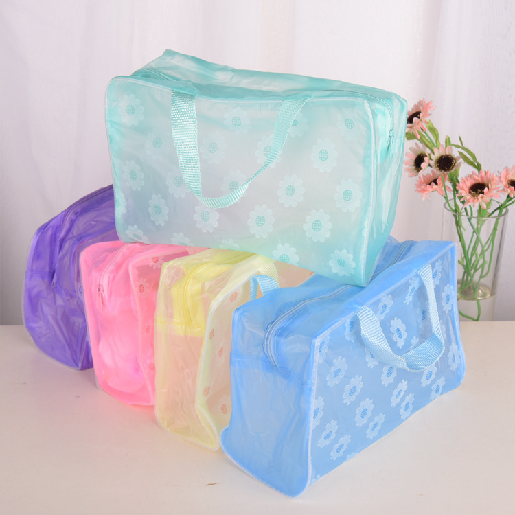 Waterproof PVC Cosmetic Storage Bag for Women Floral Transparent Wash ...