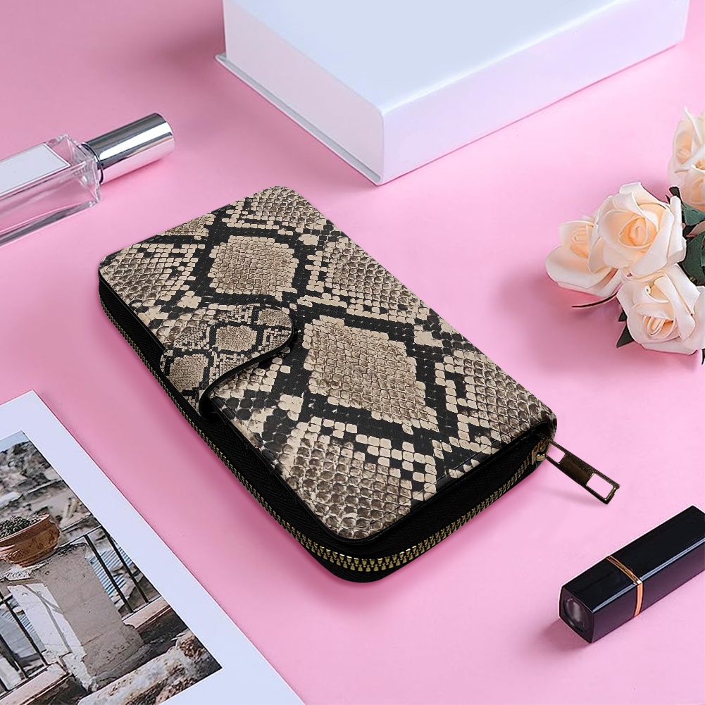 Fashion Wholesale Lady Snake Skin Wallets Faux Leather Card Holder Coin Purse  Wallet