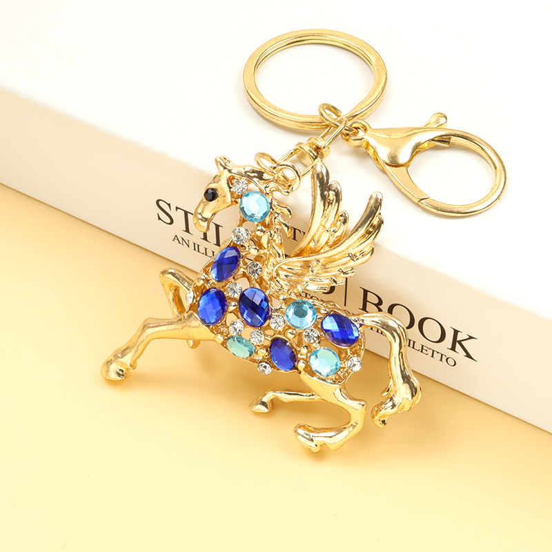 Creative Coloured Crystal Rhinestones Skyhorse Styling Keychain Horse ...