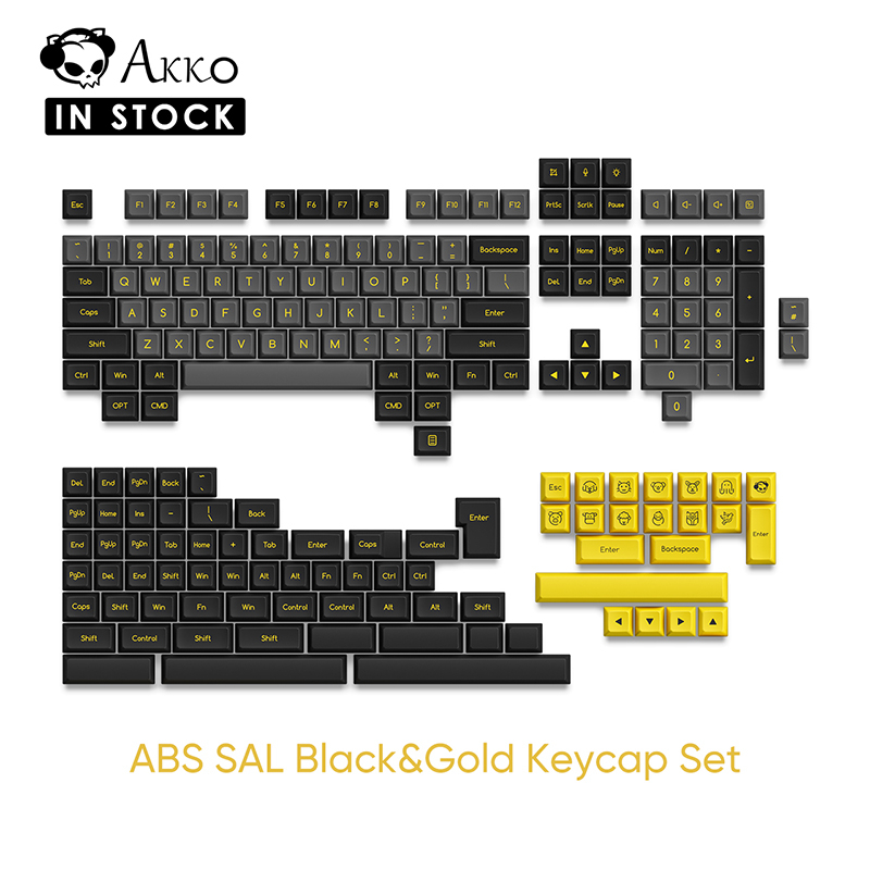 Akko Black & Gold Full Keycap Set, SAL Profile, 195key ABS Key Caps