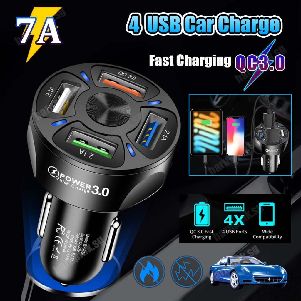 Car Charger QC3.0 Multi Ports USB Car Charge Fast Charging 48W Quick