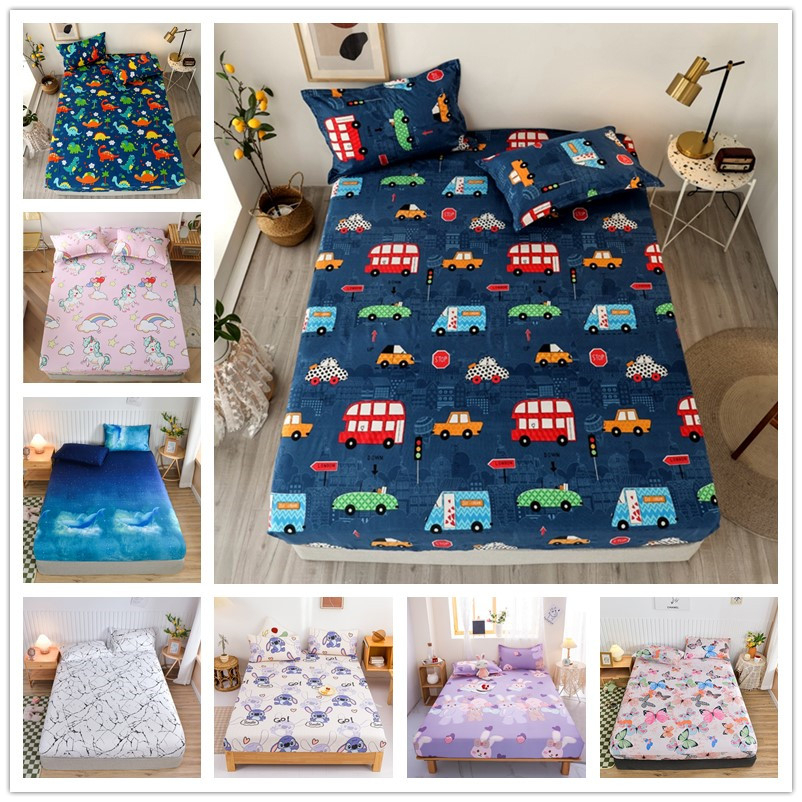 1 PC Cute Bed Sheet Bed Fitted Sheet Single/Queen/King Comfortable Soft