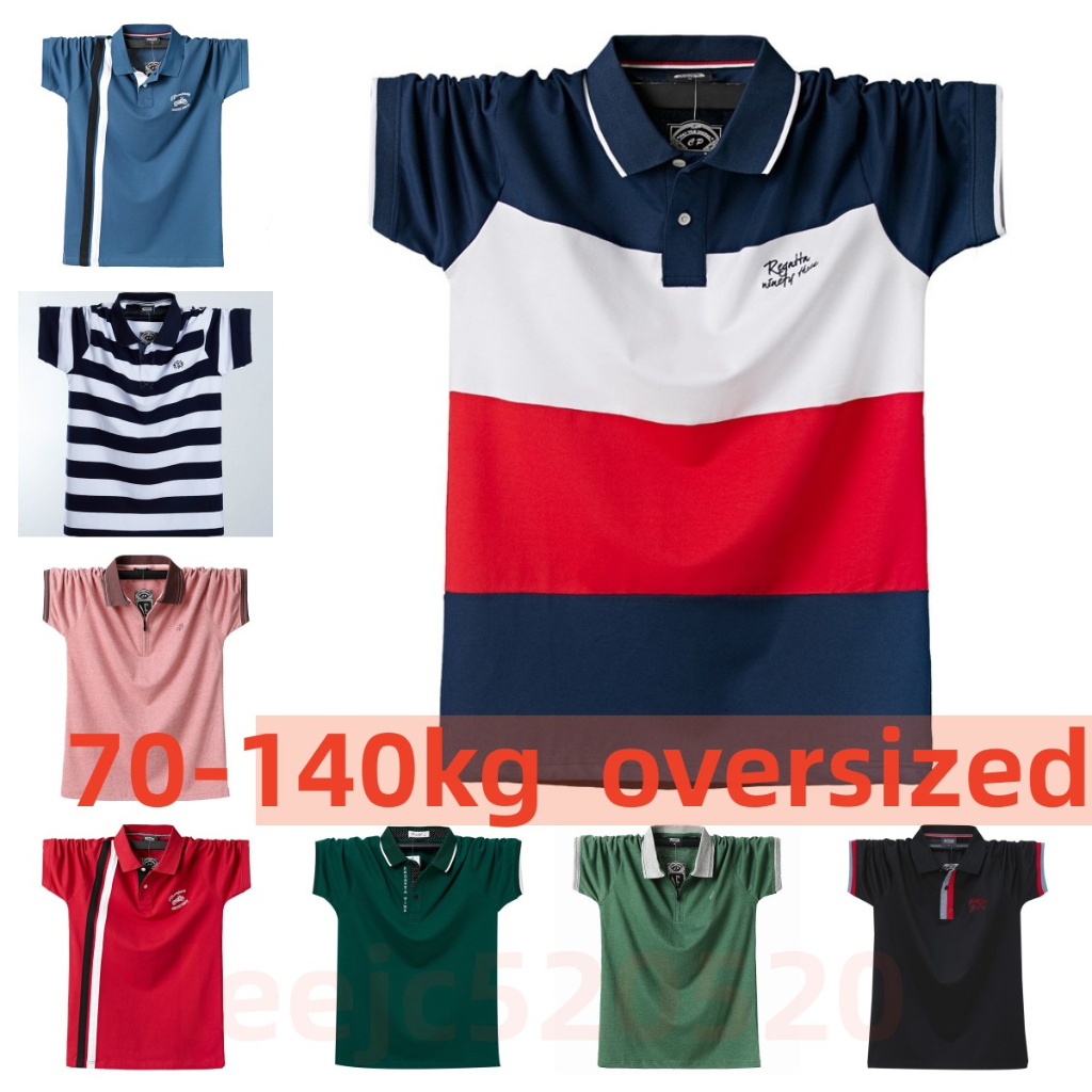 Large Size 70-140kg Can Plus POLO Men's Clothing New Lapel T-Shirt Extra Half-Sleeved Loose Fat Guy