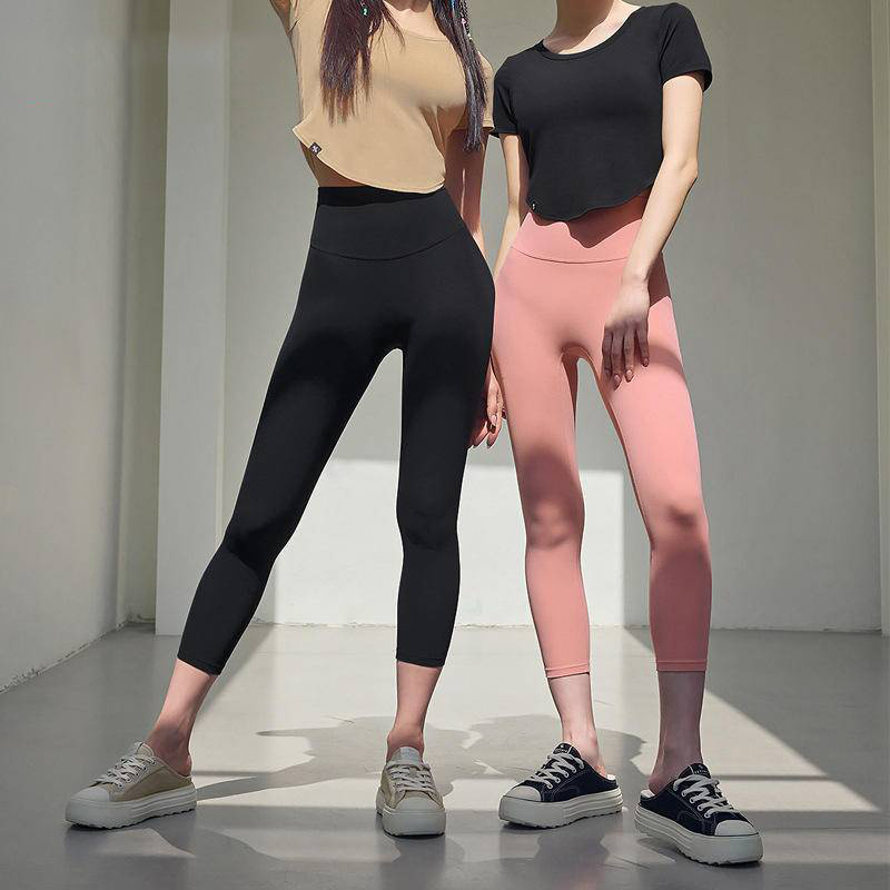 (Ready Stock) LULU women's yoga pants summer new color thin section high waist cropped pants hip lift high elastic casual calf length pants sports fitness pants
