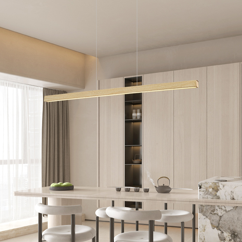 TOMAX 120/150CM LED Wood Color Rectangular Cuboid Pendant Light Nordic ...