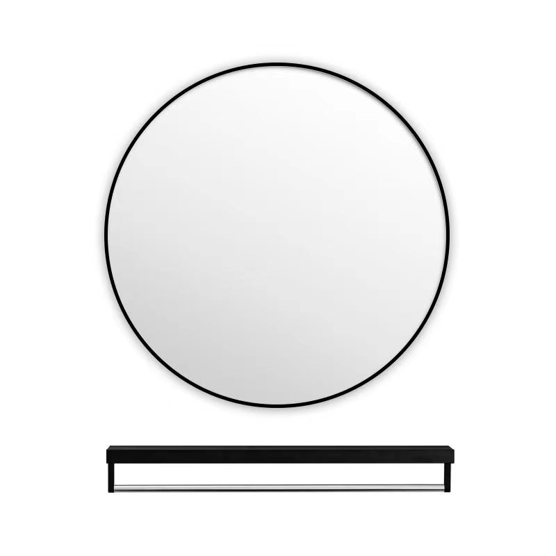 YOUNAL Toilet Mirror Round Bathroom Mirror Wall Mirror Pasted Punched