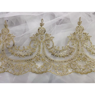 1 Meter Gold Color Premium Designer Border Lace for Wedding Dress